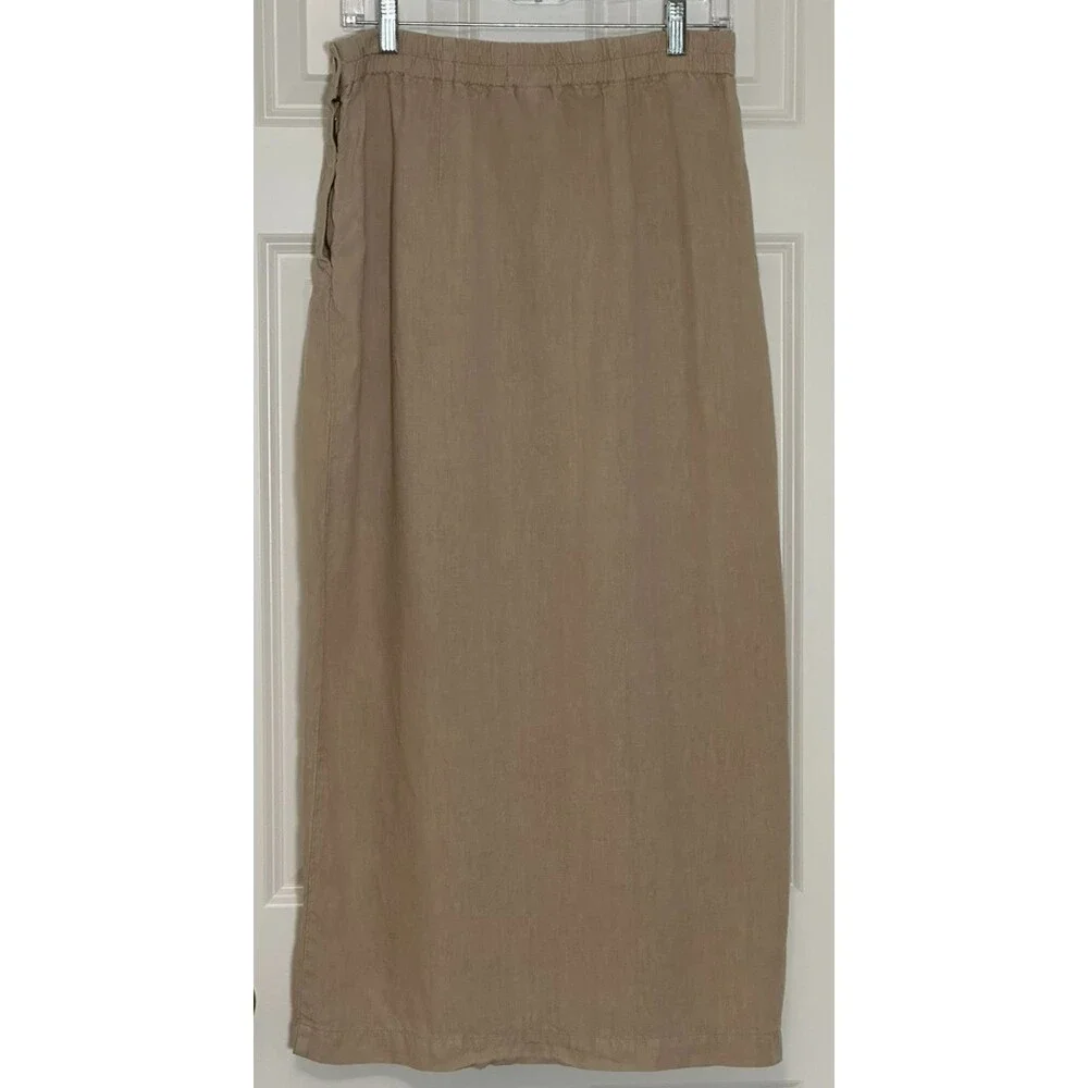 Oska Linen Maxi Skirt Size 2 (30 in Waist) Tan Minimalist Old Money Coastal Chic - Picture 2 of 8